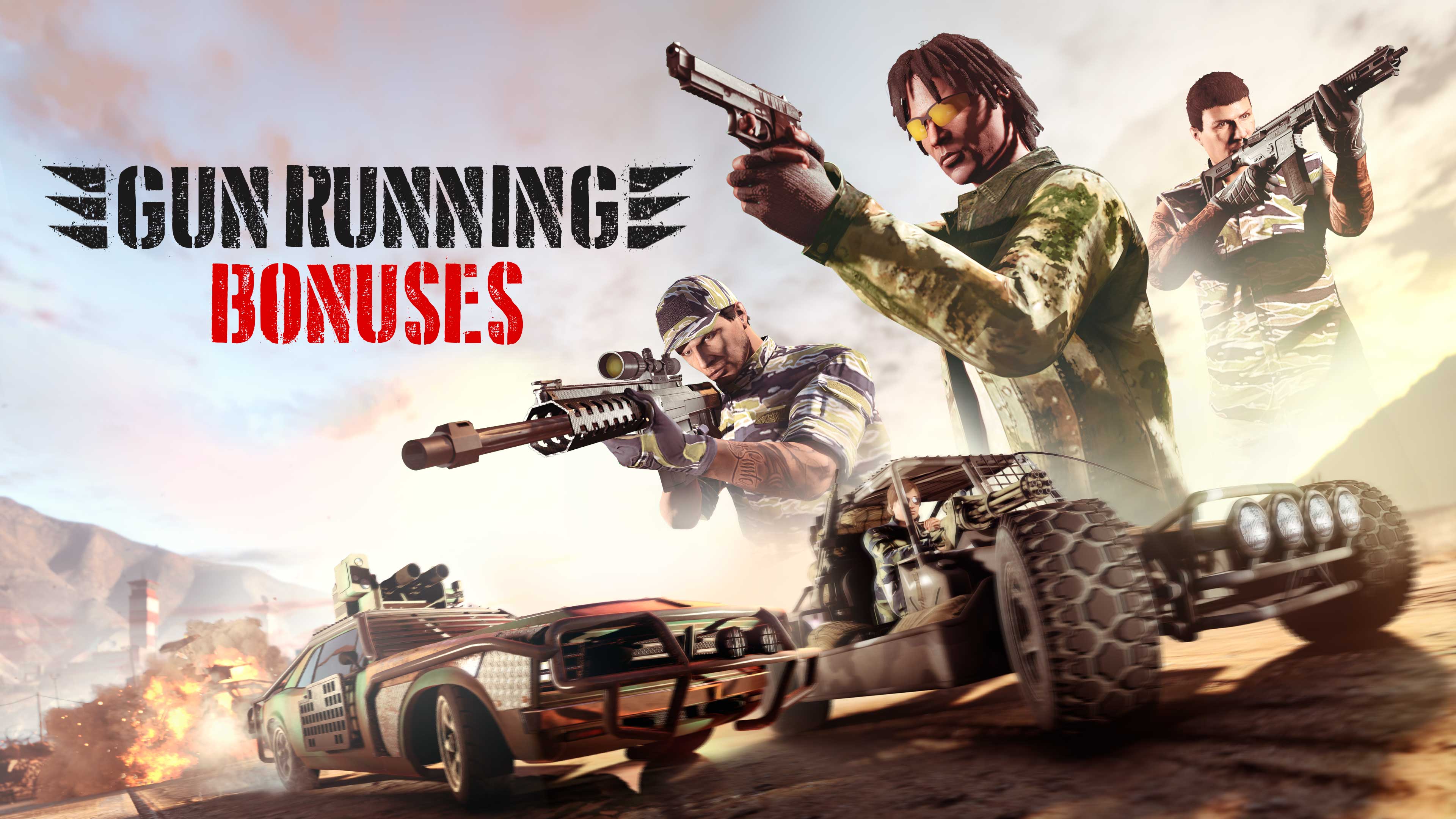 Gunrunning Bonuses Promotional poster for Gunrunning Bonuses in GTA Online.