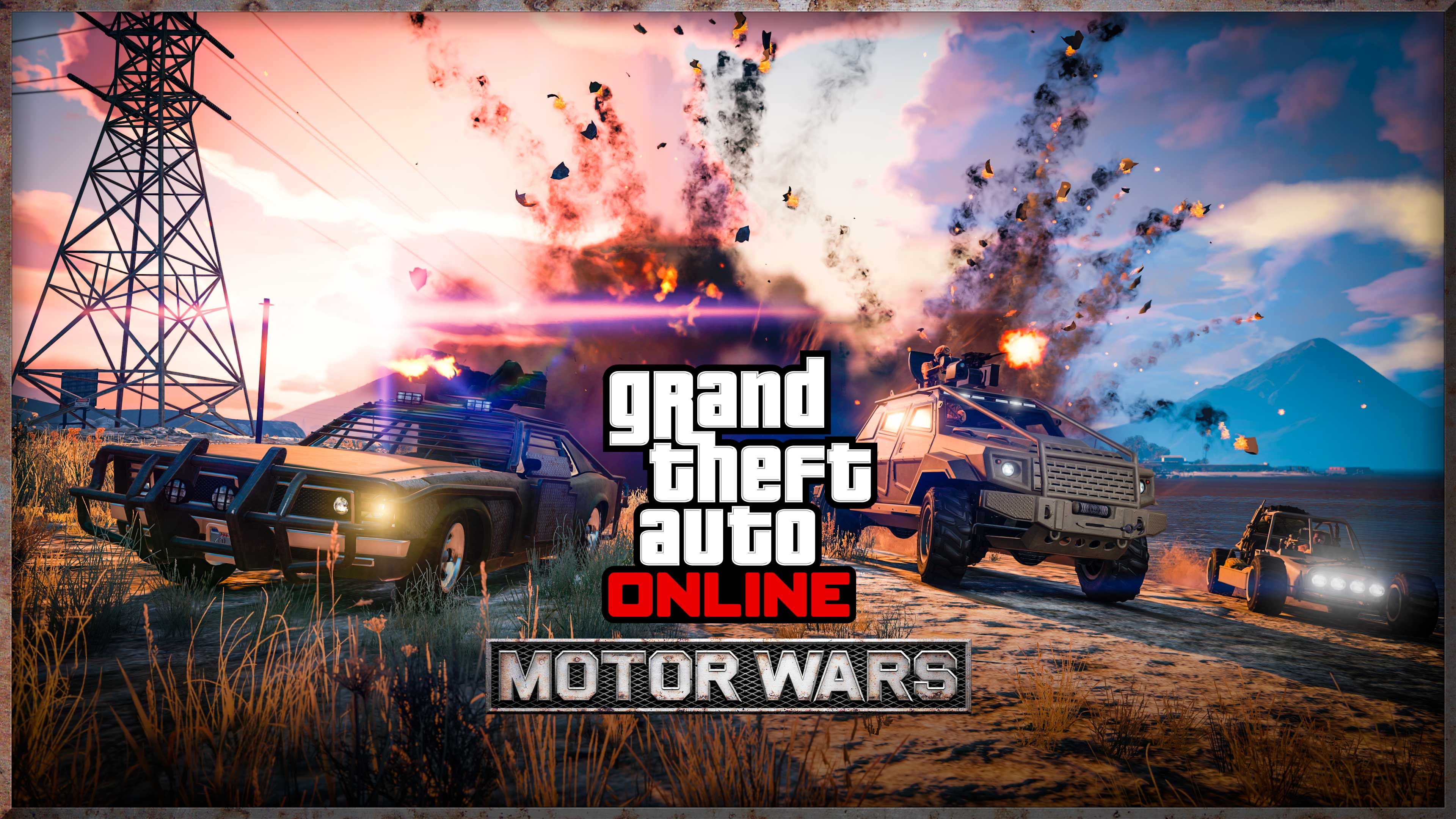 Motor Wars Adversary Mode Promotional poster for Motor Wars Adversary Mode in GTA Online.