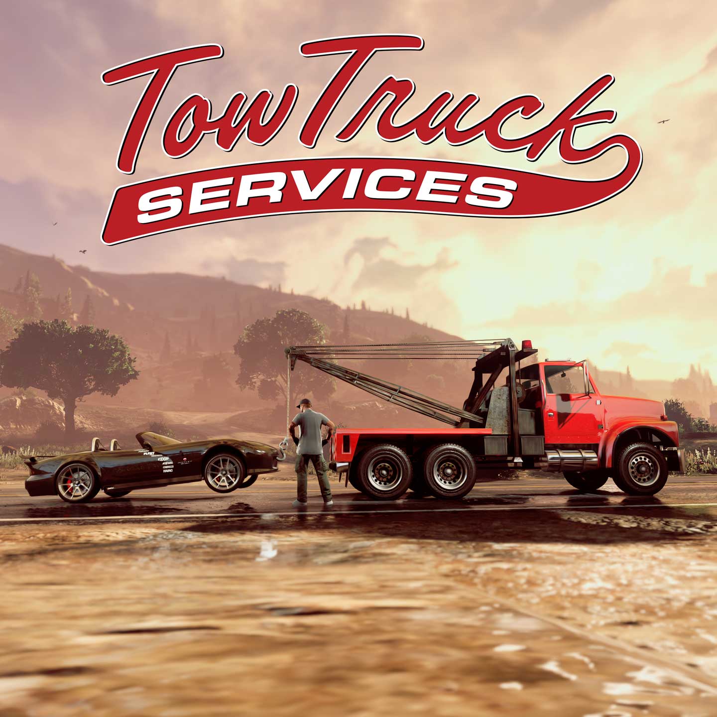 Tow Truck Service Promotional screenshot for Tow Truck Service in GTA Online.